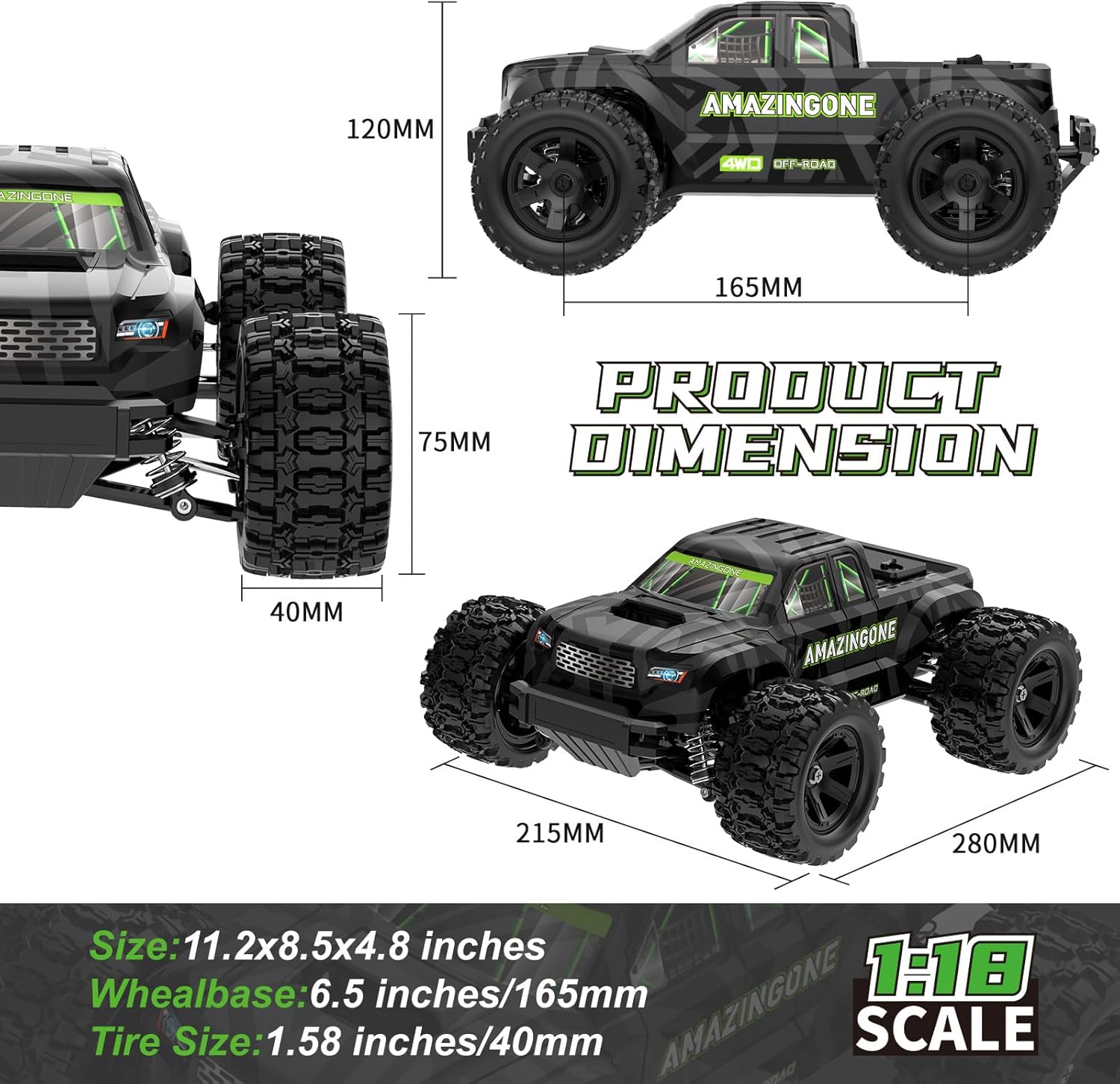 JT18W 1/18 Maßstab Hochgeschwi – Rc Hobby Grade Monster Truck Bewertung und Preis